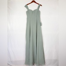 NEW Azazie Aaron Agave A Line Off the Shoulder Chiffon Convertible Dress Size A8