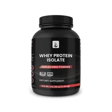 Whey Protein Isolate Powder 3lb Unflavored Instantized PURE ORIGINAL INGREDIENTS