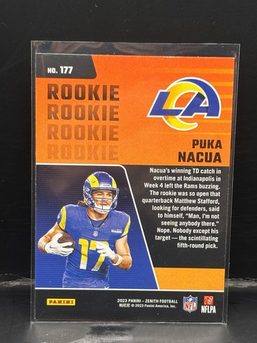 2023 Zenith Puka Nacua RED ZONE SP parallel RC rookie #177 LA Rams - Picture 2 of 2