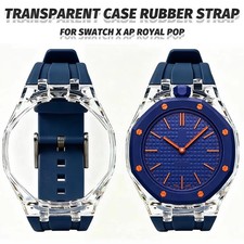 Transparent Glacier Style Mod Kit for Swatch X AP Royal POP PC Case Rubber Strap