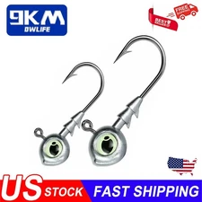 10Pcs Jig Head Hook with Luminous Eye 3.5g~10g for Softbait Saltwater Freshwater