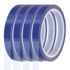 PET Heat Tape 12mm x 33m 108ft , 4 Rolls Blue High Temp Resistant Transfer Tape