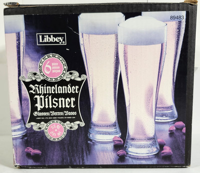 Libbey Rhinelander Pilsner Beer 14.5oz Glasses Set of 6 NEW