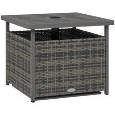 Outsunny Outdoor Rattan Coffee Table w/ Umbrella Hole Fit for Garden