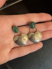 Authentic Sterling Silver S. Skeets Malachite Heart Earrings Southwestern Navajo — photo 5