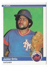 1984 Fleer Baseball Junior Ortiz Rookie Card #594 New York Mets RC. rookie card picture