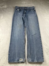 Cinch Jeans Mens 32x32 Blue Denim Relaxed Straight Western Distressed MB9283