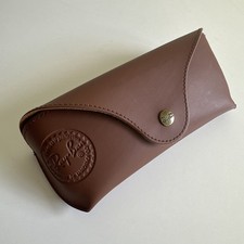 Ray Ban Smooth Brown Leather Sunglasses Case, Snap Closure, New