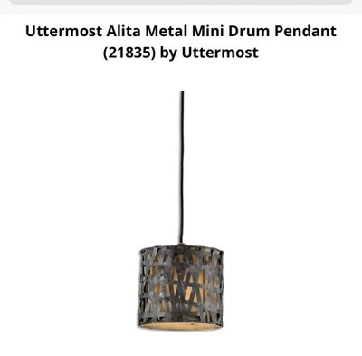 Set Of (2)Uttermost Alita Metal Mini Drum Pendants (21835) by Uttermost