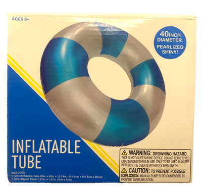 Inflatable tube blue and White Striped 1616 Holdings 40 x 40 x 10.24 pool float