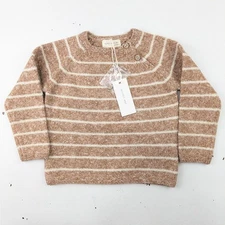 Quincy Mae Rust/Cream Striped Soft Knit Sweater - 12-18 Months