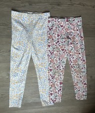 Girls Set of Two Leggings bundle Size 8 Floral Multicolor Leggings Elastic