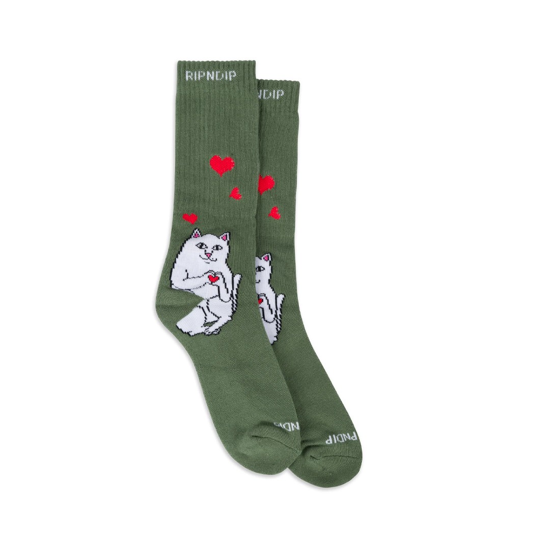 Носки RIPNDIP Nermal Love Crew Socks оливковые 3990₽