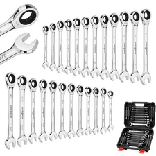 24-Piece Ratcheting Wrench Set | Metric & SAE | 72-Tooth Chrome Vanadium