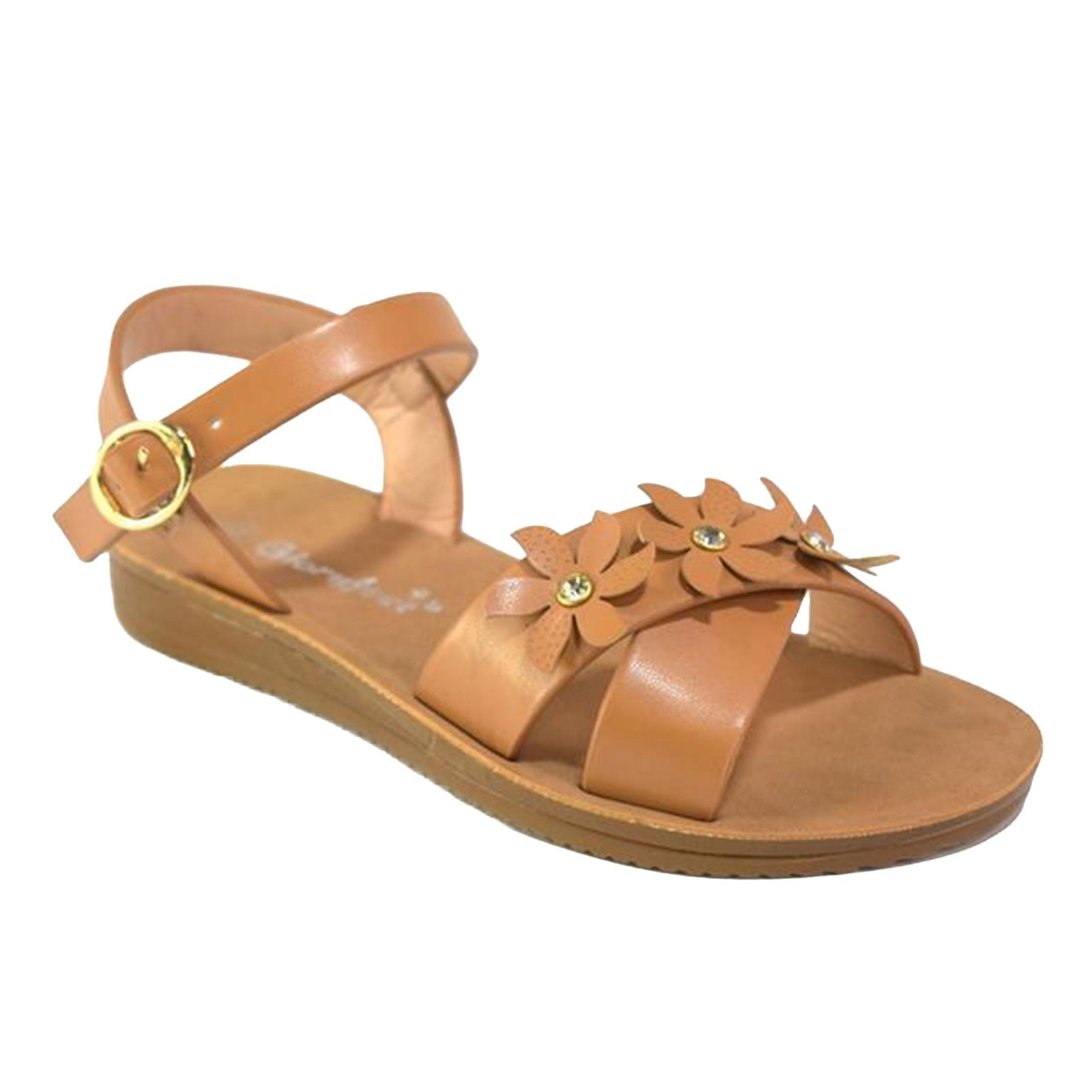 Gloryfeet Ezra Girls Junior Kids Casual Designer Fashion Dress Sandals Tan