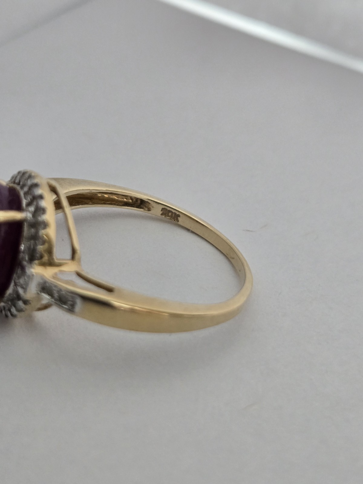 Ladies Solid 10K Yellow Gold  Ruby And Diamond Ri… - image 7