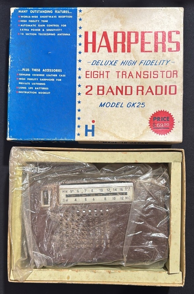 Vintage Harpers GK25 8 Transistor 2 Band Radio - NEW IN BOX