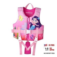 Kids Swim Vest, Toddler Floaties with Adjustable S 22-4 Yrs/22-33 Lbs Mermaid