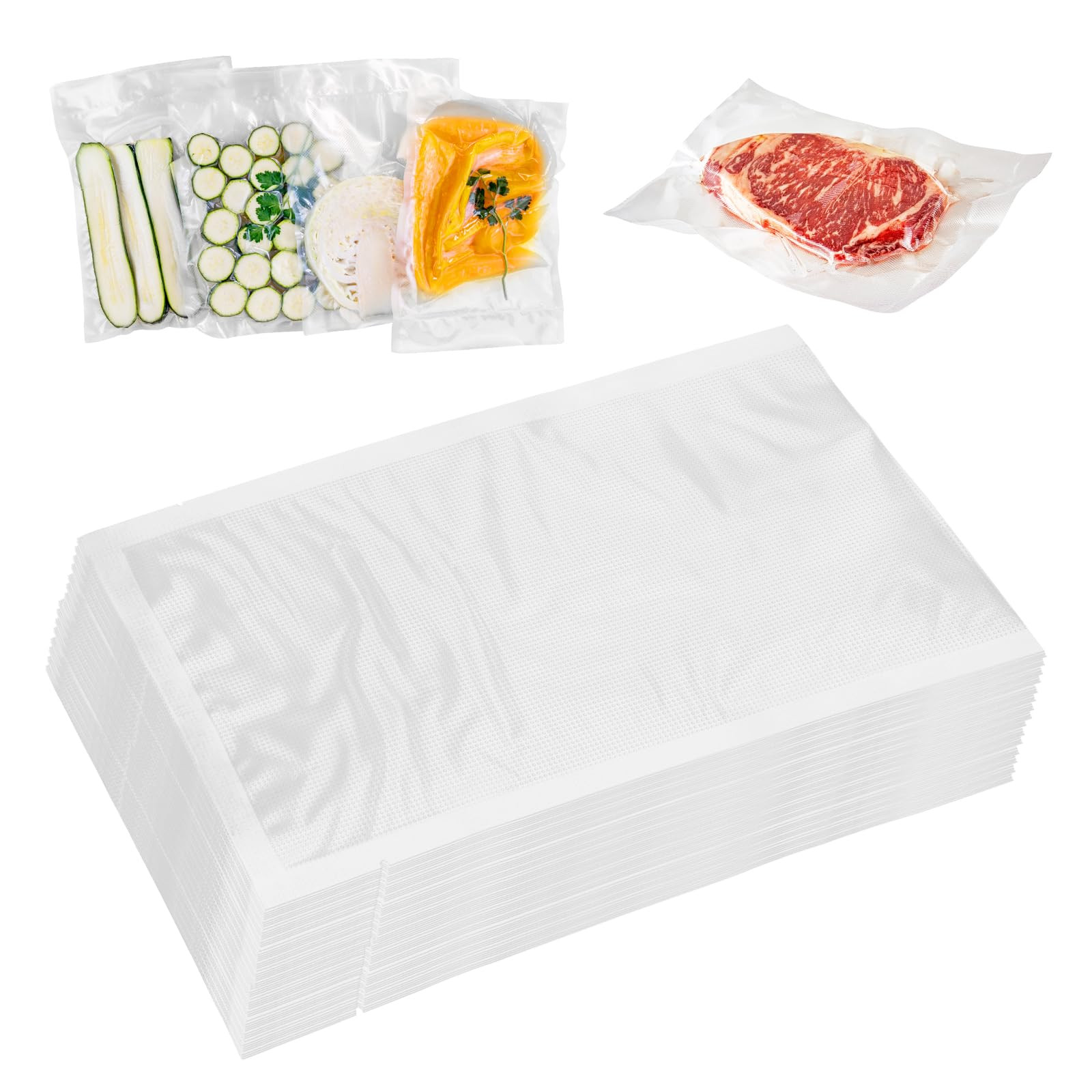 NVIYAM Sacchetti Sottovuoto Alimenti 100pz 25x15cm | Buste Goffrate Professionali