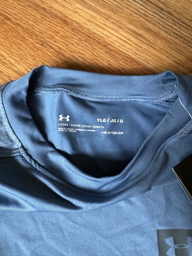 Under Armour Youth Boys Large Loose Long Sleeve Blue Shirt Logo Heat Gear NWT - Picture 4 of 8