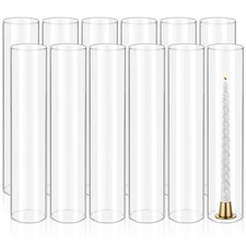 Rewomc 12 Pcs Hurricane Candle Holder Sleeve H14 D3 Bottomless Glass Cylinder