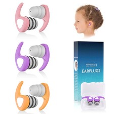 Swimming Ear Plugs for Kids 3 Pairs Waterproof Reusable Silicone Ages 4-12