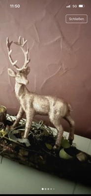 Dekoration Hirsch Glitzer Rosa Weihnachten Winter Edel. Neu