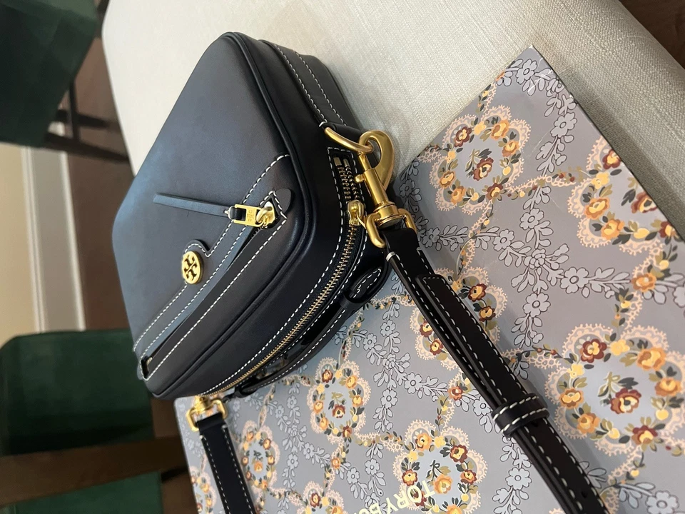 Tory Burch T Monogram 皮革相机包 午夜 海军蓝 斜挎包/可拆卸 — 第 4/4 张图片