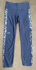 UNDER ARMOUR WOMEN'S HEATGEAR HI RISE ANKLE LEGGINGS BLUE SZ S