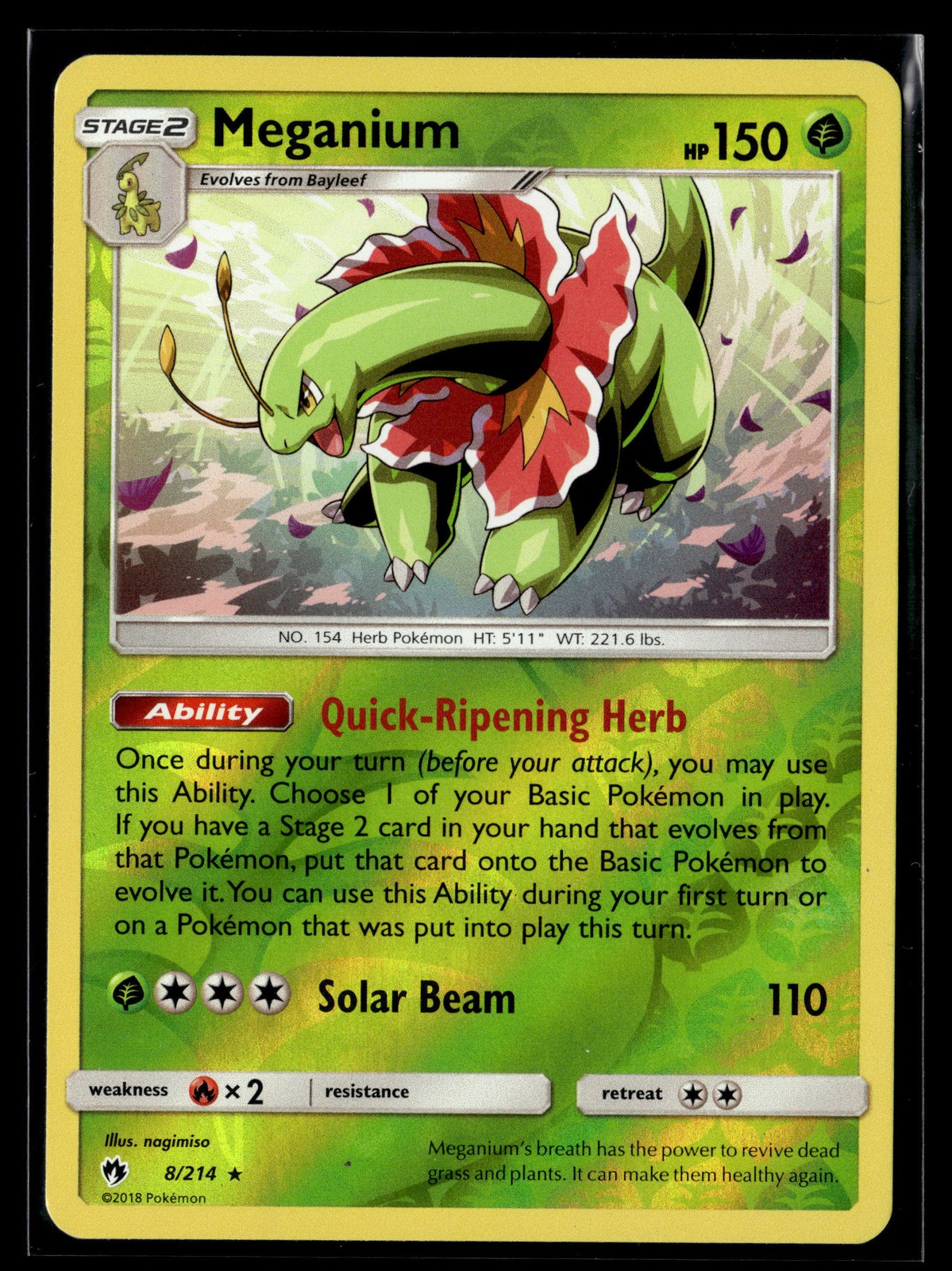 Pokemon TCG SM - Lost Thunder #8/214 Meganium REVERSE HOLO