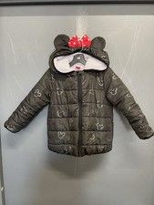 Disney Junior Minnie Mouse Black  White Hooded Puffer Jacket Size Girls 5