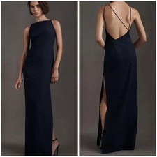 BHLDN Dress Marta Maxi Backless Strappy Navy Blue size 6 Anthropologie