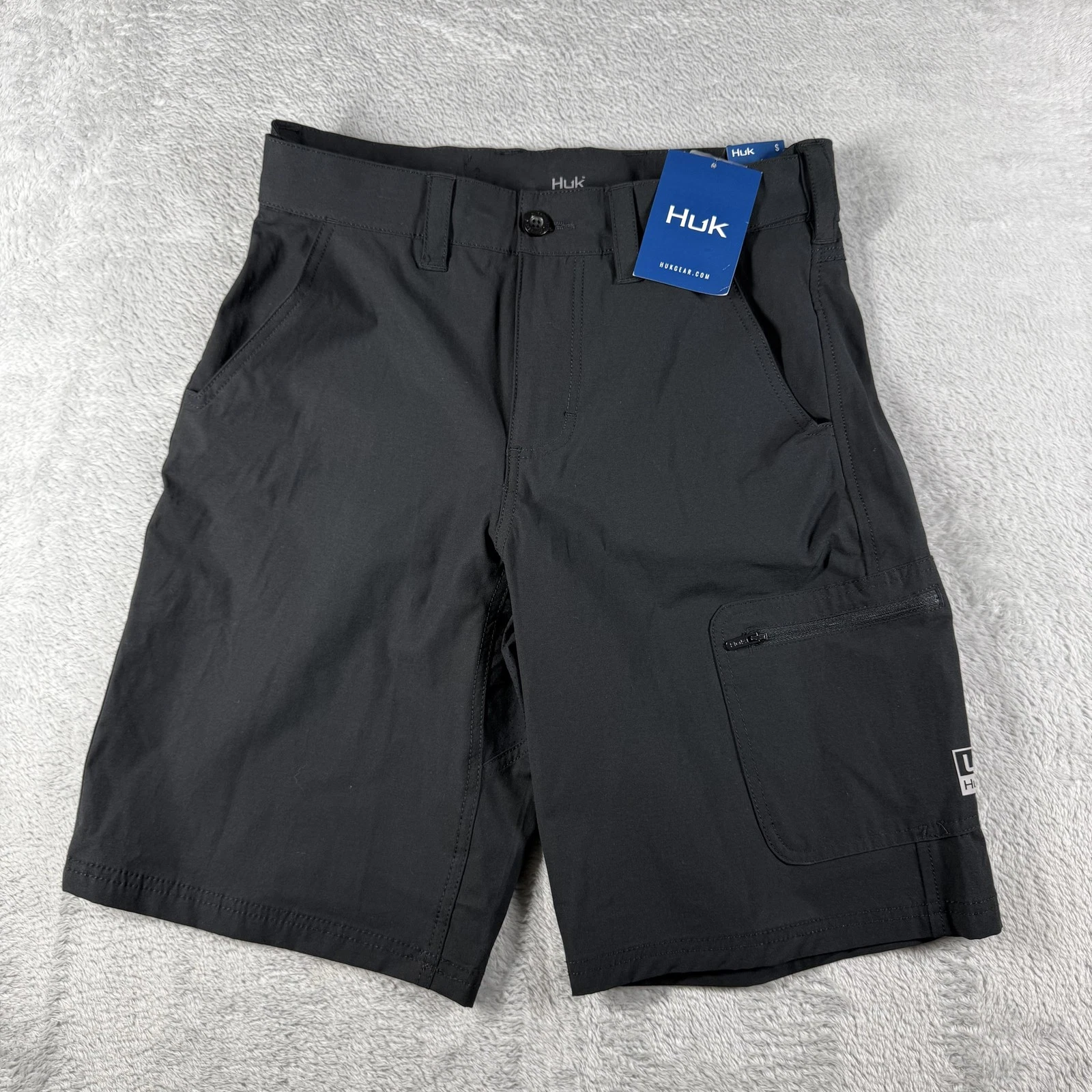Huk Fishing Shorts Mens Small Black Next Level 10.5 Inseam Cargo Fishing Hiking