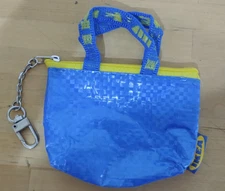 NEW IKEA Mini Zipper Coin Keychain Bag Tote Key Holder Blue Coin Purse