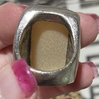 Silver Tone Statement Ring With Center Faceted Faux Pale Yellow Stone — photo 4