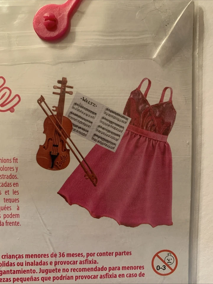 Muñeca Barbie Mattel paquete de moda vestido rosa con violín nuevo en paquete 2016 Foto 3 de 3