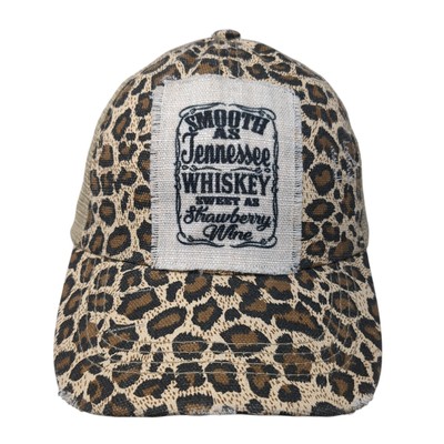 Smooth As Tennessee Whiskey Sweet Strawberry Wine Trucker Hat Multi OS Leopard