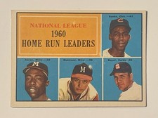 1961 Topps #43 National League 1960 Home Run Leaders Ernie Banks Hank Aaron