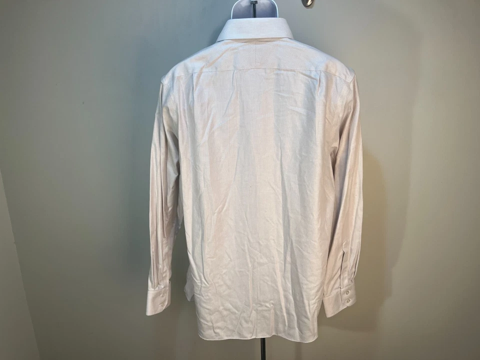 Charles Tyrwhitt Men's white & khaki check Slim Fit Non Iron dress shirt 17 36 - Image 3 of 4