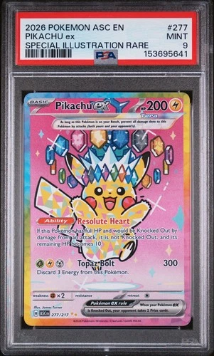 2026 POKEMON PIKACHU EX #277 ASCENDED HEROES SPECIAL ILLUSTRATION RARE PSA 9