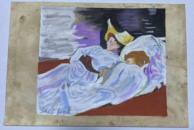 JOHN SINGER SARGENT Drawing on paper (Handmade) signed and stamped mixed media.
