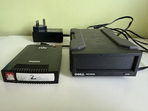 DELL POWERVAULT RD1000 RDX External USB Backup Drive & PSU & 1.5TB Cartridge
