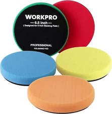 WORKPRO 6.5 Inch Buffing Sponge Pads 5Pcs 6.5 Inch Face for 6 Inch Backing Plat