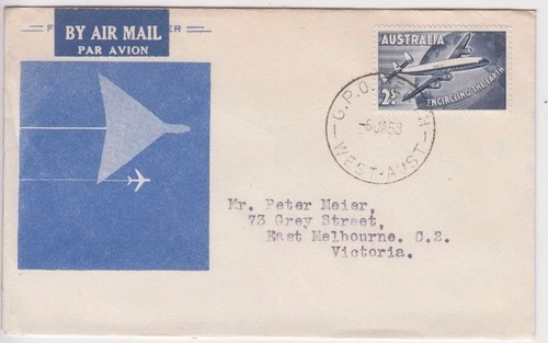 Stamp Australia 2/- blue QANTAS commemorative on Guthrie specific cachet FDC