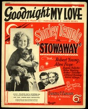 SHIRLEY TEMPLE Movie "Stowaway" Sheet Music for Song "Goodnight My Love" B53