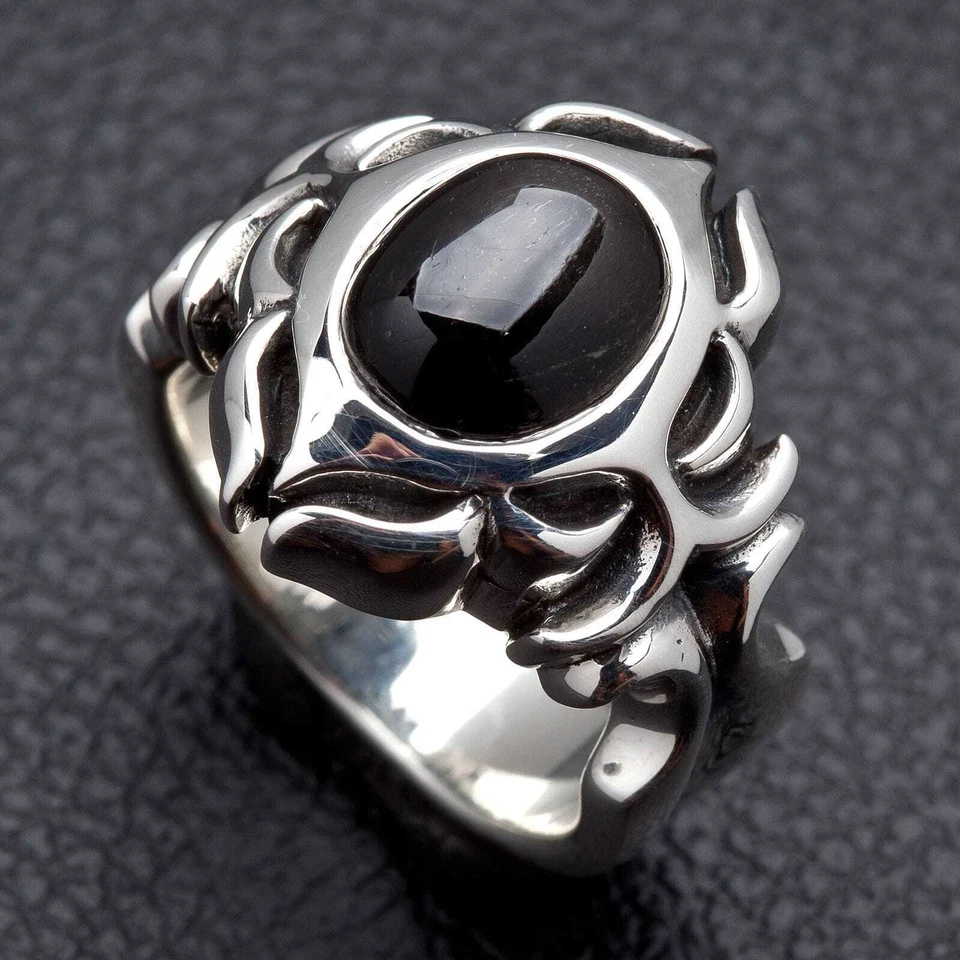 Anello tribale in argento onice nero - Immagine 2 di 4