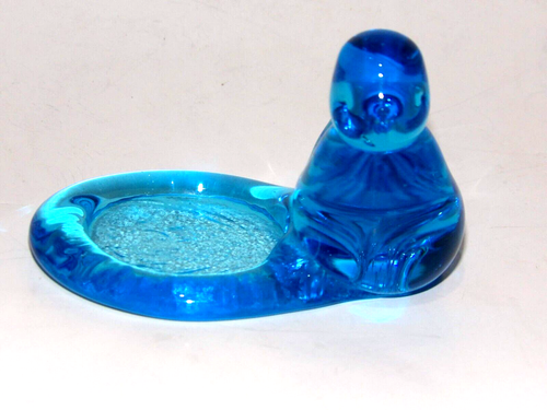 Portacandele votivo Ron Ray 1993 Blue Bird of Happiness MCM vetro artistico firmato - Foto 6 di 7