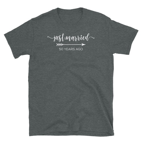 Just Married 50 Years Ago Wedding Anniversary Short-Sleeve Unisex T-Shirt - Picture 4 of 4