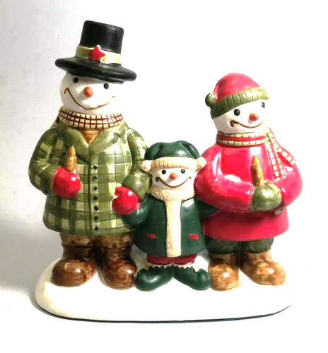 Yankee Candle Schneemann Familie Urlaub Keramik Votivkerzenhalter - EUC