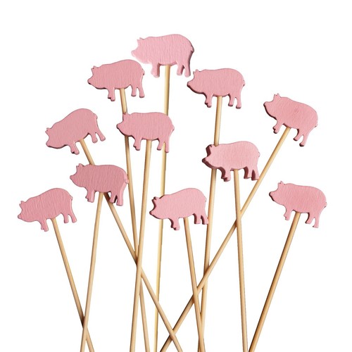 Aperitivo de cóctel BambooMN amarillo rosa cerdo palillo de dientes palillo agitador palillos palillos - Imagen 3 de 13